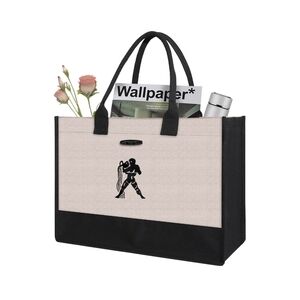 Large Aquarius Zodiac Sign Canvas Embroidered Tote Bag Grocery Shopping Bag